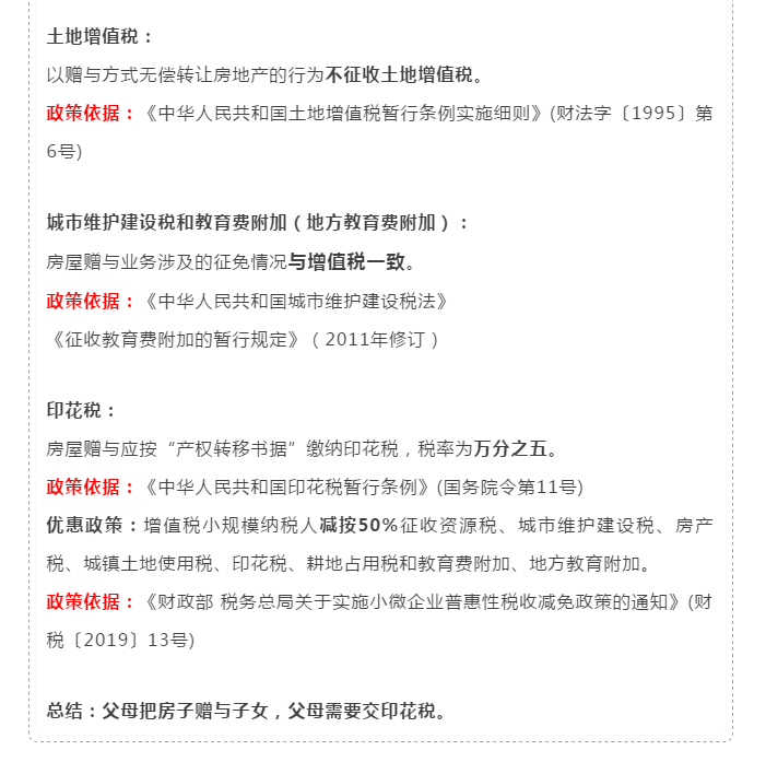 父母把房子贈與子女需要交稅嗎？