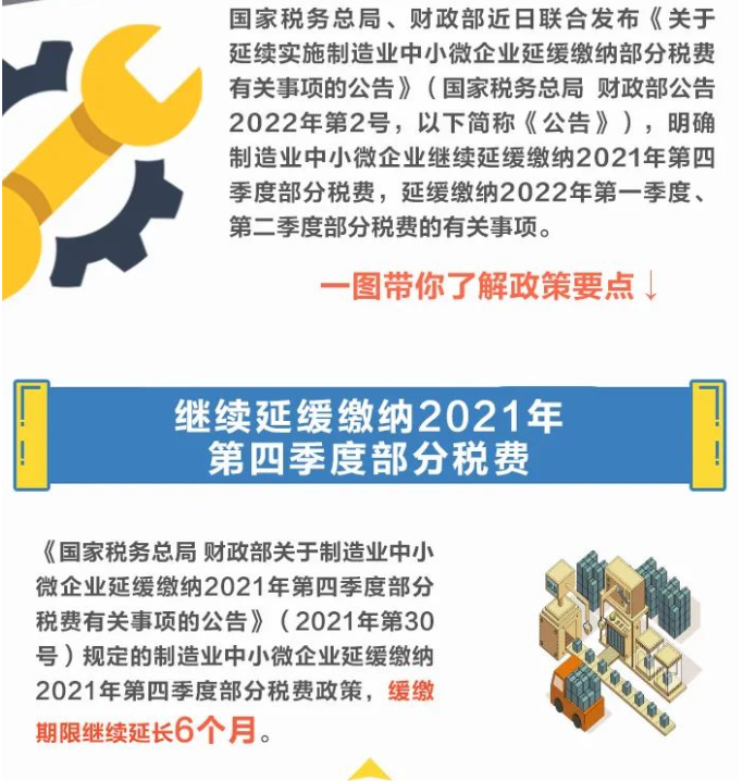 @制造業(yè)中小微企業(yè)：繼續(xù)緩繳稅費！一圖讀懂政策要點